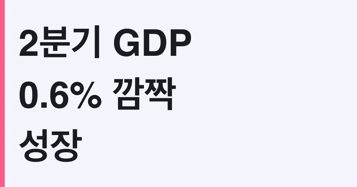 2분기 GDP 0.6% 깜짝 성장, 8월 기준금리 또 오르면 내 주담대 이자는? 총정리