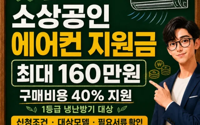 소상공인 에어컨 지원금 2026 총정리 – 구매가 40%, 최대 160만원 환급 조건과 신청 방법