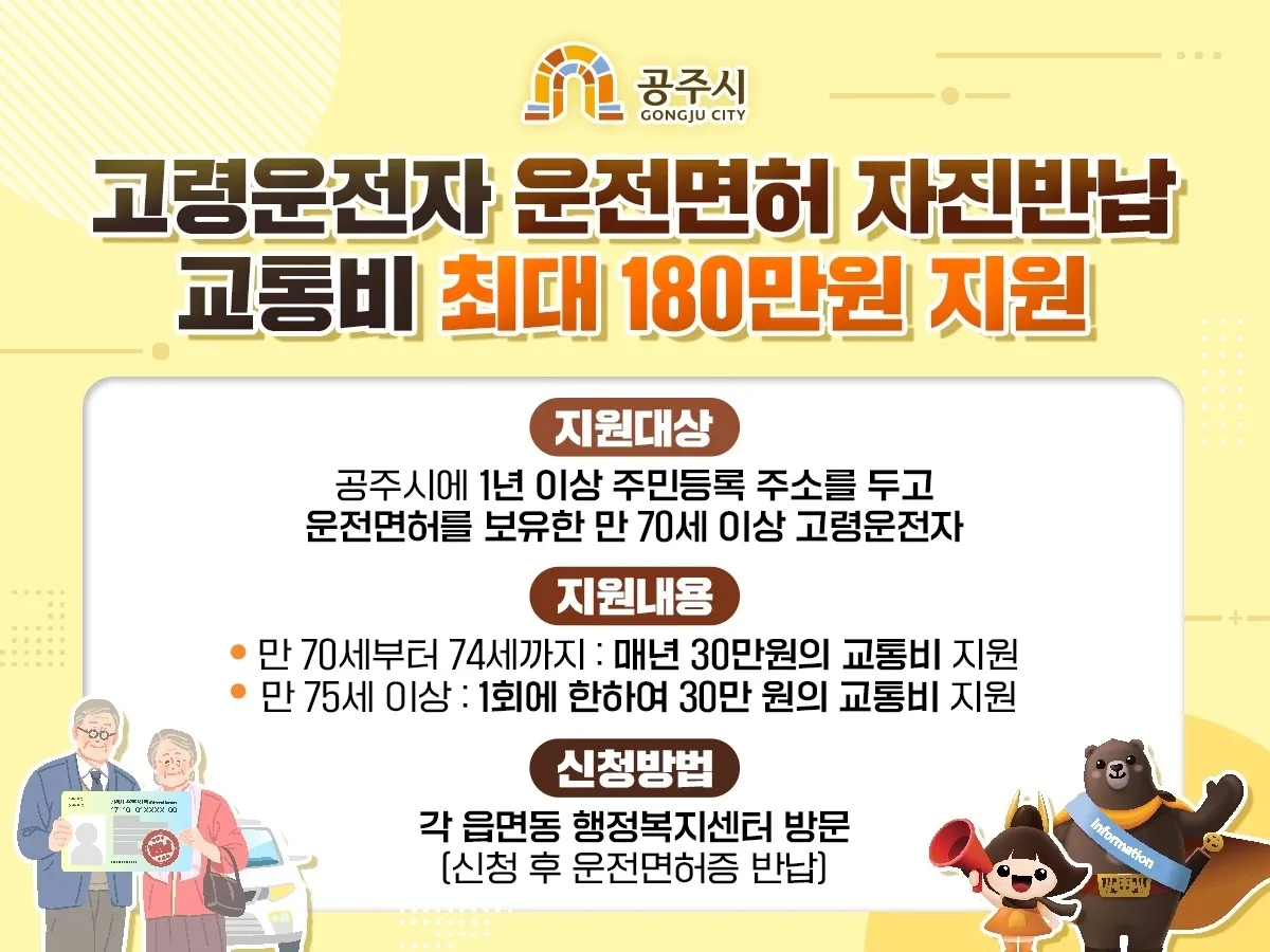 고령운전자 면허 반납 지원금 2026 총정리｜지역별 금액·신청방법·조건부 면허까지