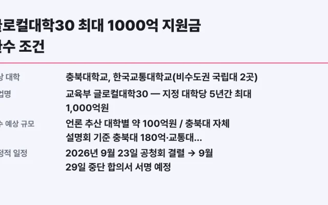 글로컬대학30 최대 1000억 지원금 환수 조건