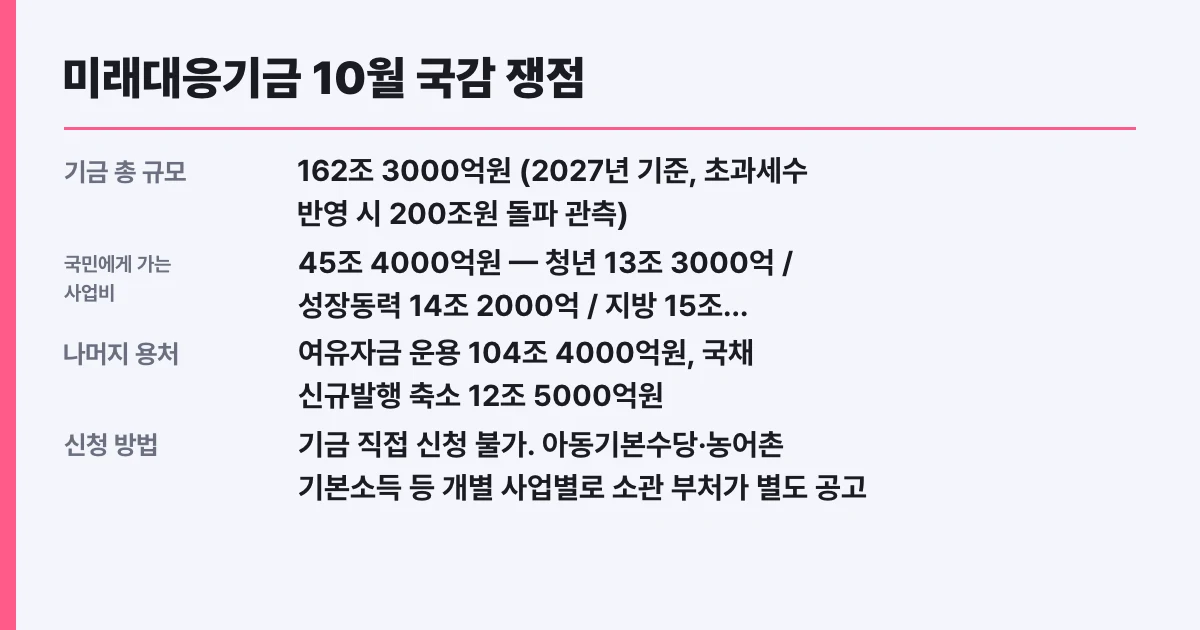 미래대응기금 10월 국감 쟁점, 내 지원금 대상 확인